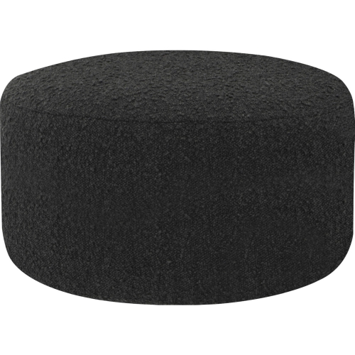 Robbie Round Ottoman in Licorice Boucle Fabric